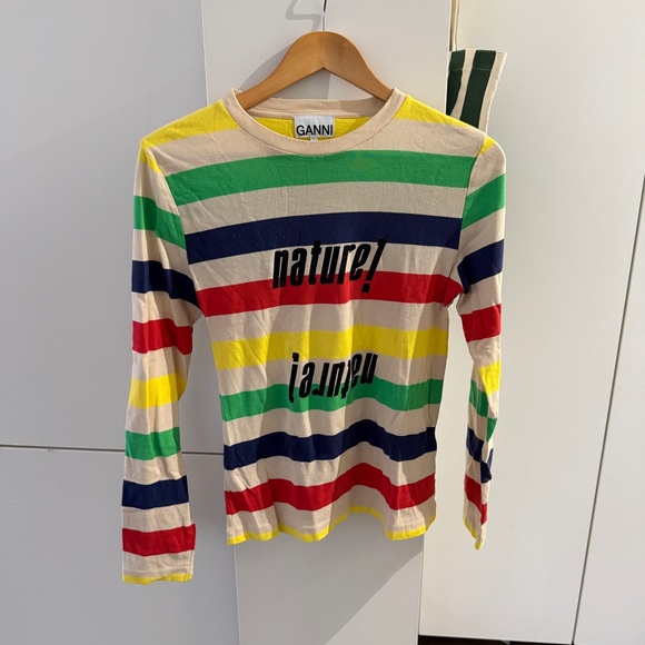 Ganni Tops - Ganni Multicolor Striped Long Sleeve Tee
